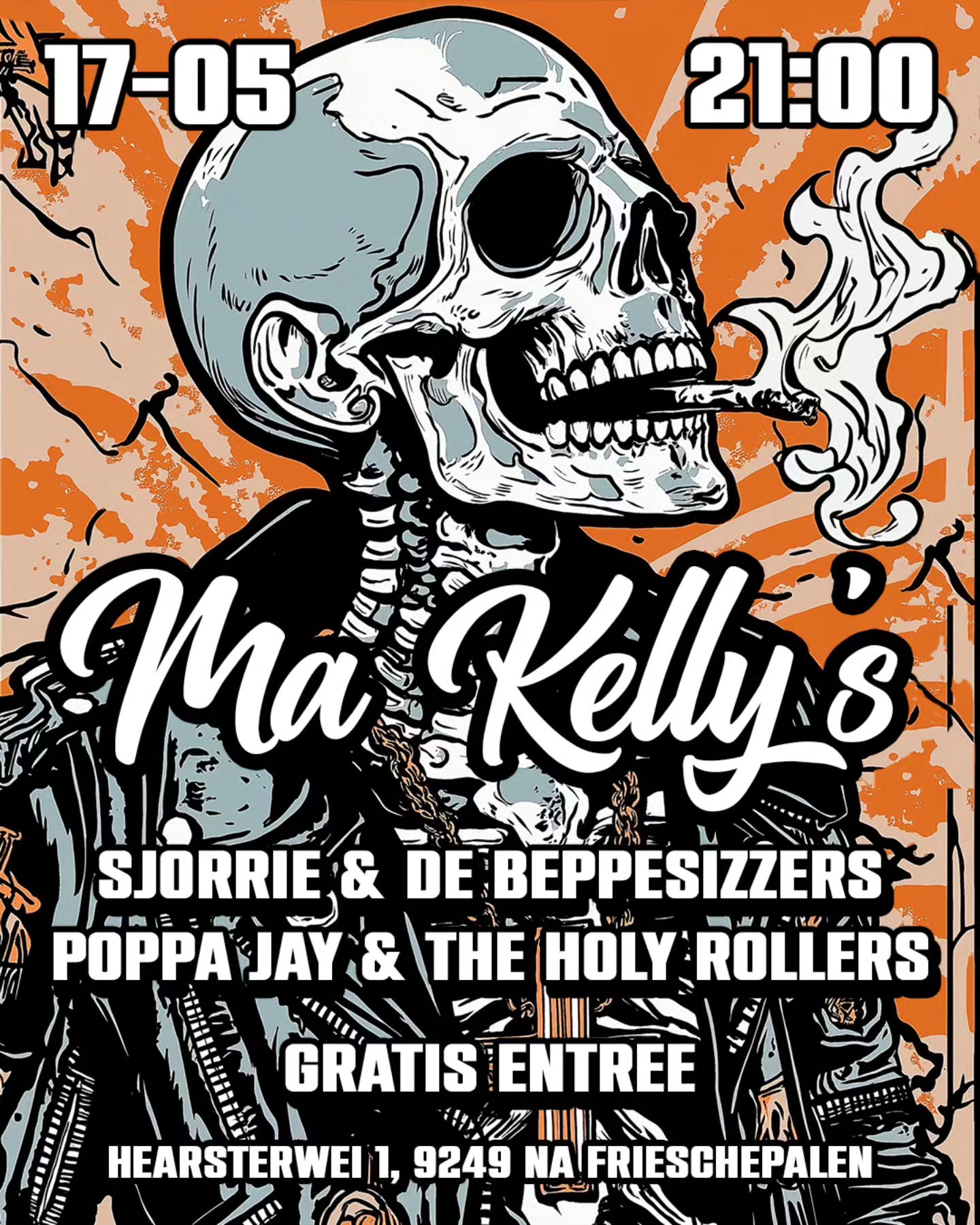 Op 17 mei breekt de hel los bij Ma Kelly’s in Frieschepalen!
Twee bands, één missie: jouw ziel op de proef stellen.

Poppa Jay & The Holy Rollers openen de avond als gestoorde priesters met hun vurige mix van hardrock, satire en duivelse verleiding.
Daarna is het tijd voor: Sjorrie & de Beppesizzers - de koningen van unhinged rock-’n-roll - klaar om de tent finaal af te breken!

Kom zondigen, dansen en laat je oren verlossen.
17 mei – Ma Kelly’s – Frieschepalen
Gratis toegang / Verdoemenis inbegrepen.

#UnhingedRockNRoll #UnholyGospel #MaKellys #Frieschepalen #ZondigMetOnsMee